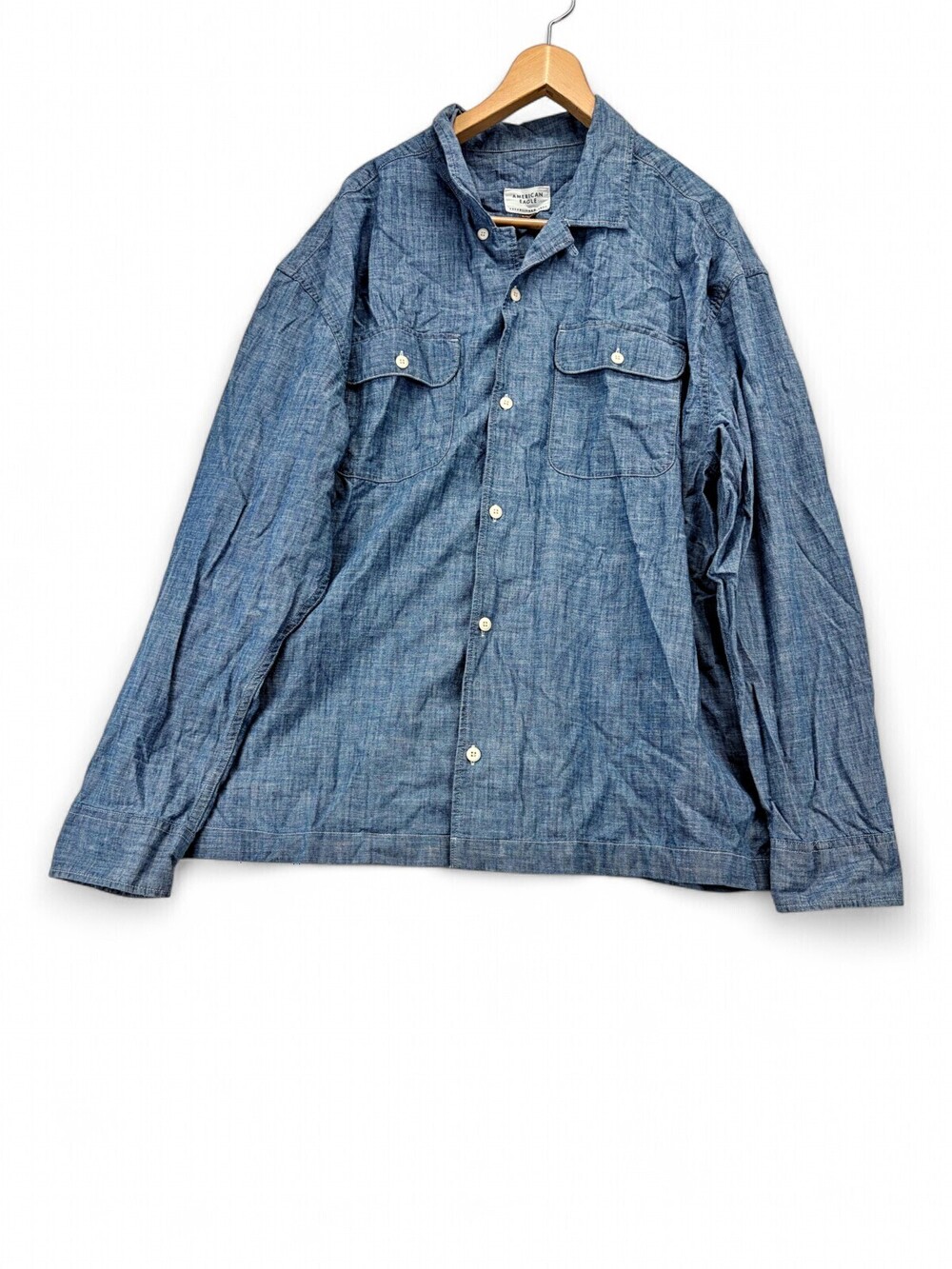 American Eagle Men's XL Chambray Button-Down Shirt - Long Sleeve